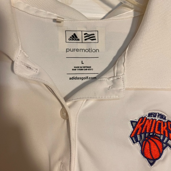 ADIDAS NBA NEW YORK KNICKS Women’s POLO Golf SHIRT SHORT SLEEVE White Large - Picture 3 of 10